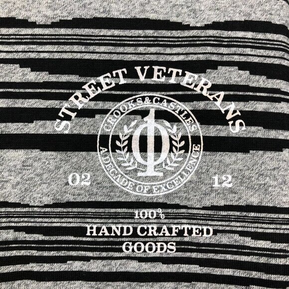 NWT Crooks and Castles Grey and Black Striped V Neck  Shirt Men's Medium - Picture 6 of 16